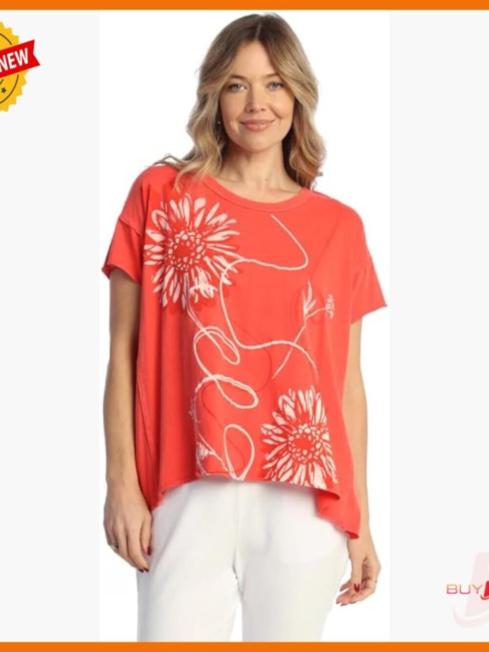 Relaxed Fit Cotton Tunic Top with Open Shoulder for Summer